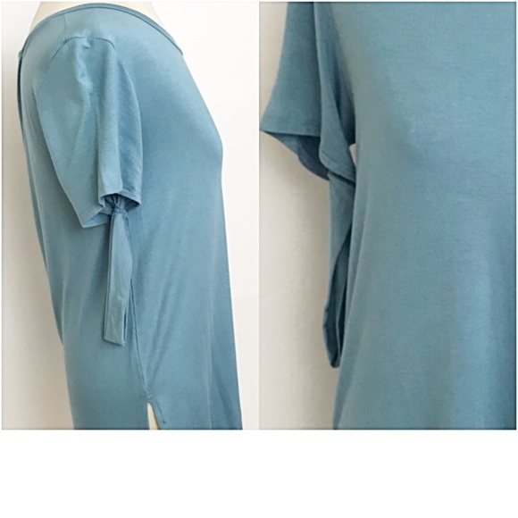 📍SALE Indigo Strappy Skeeve Hi Low Tee Top SML - Picture 5 of 5